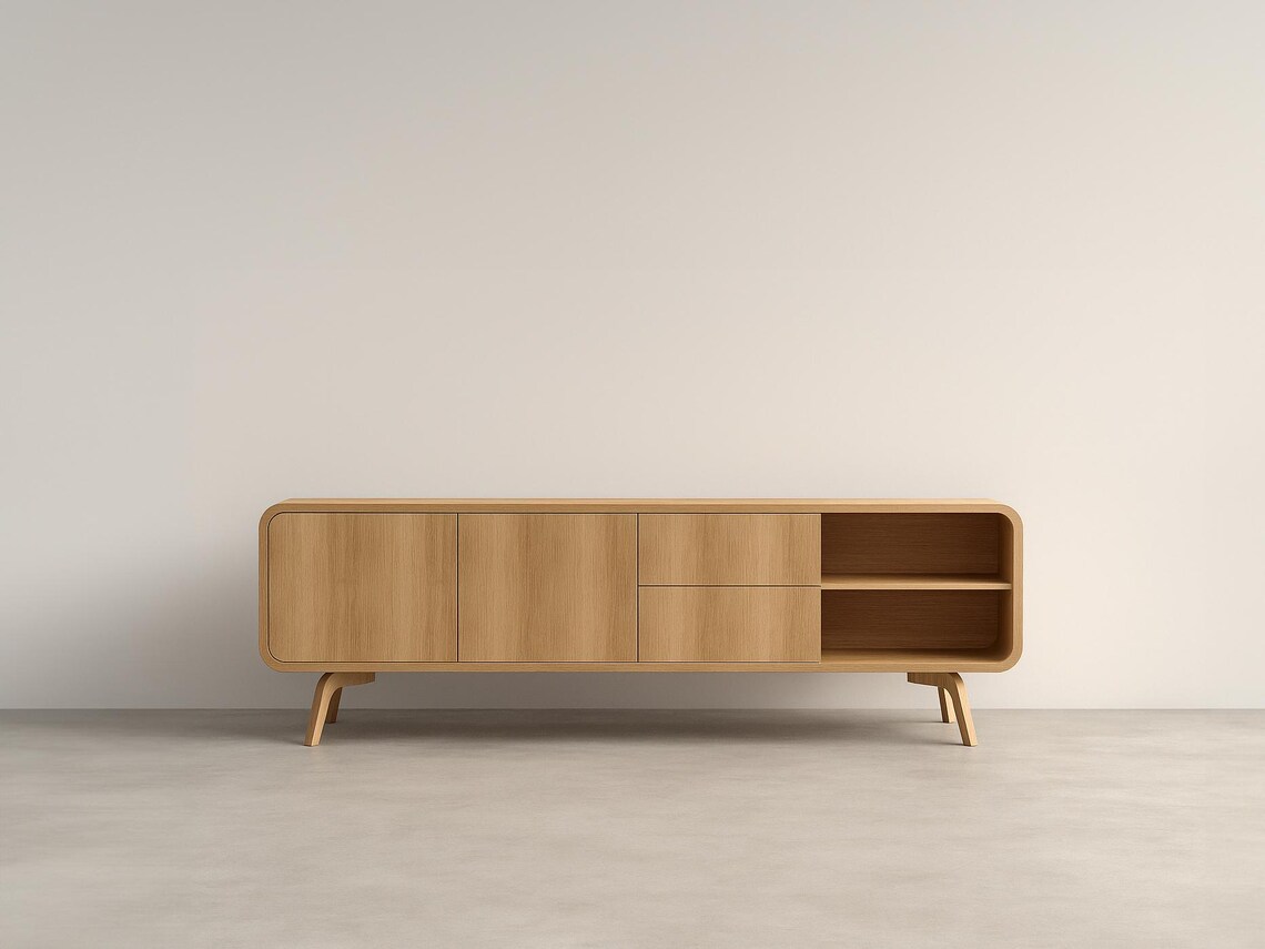 Ahşap TV Ünitesi Media Konsol (2 Kapaklı, 2 Çekmeceli)