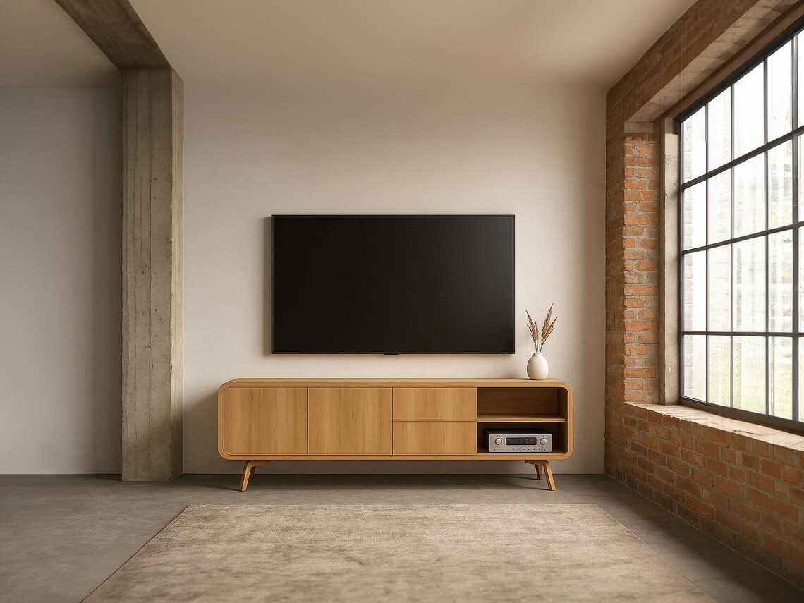 Ahşap TV Ünitesi Media Konsol (2 Kapaklı, 2 Çekmeceli)3