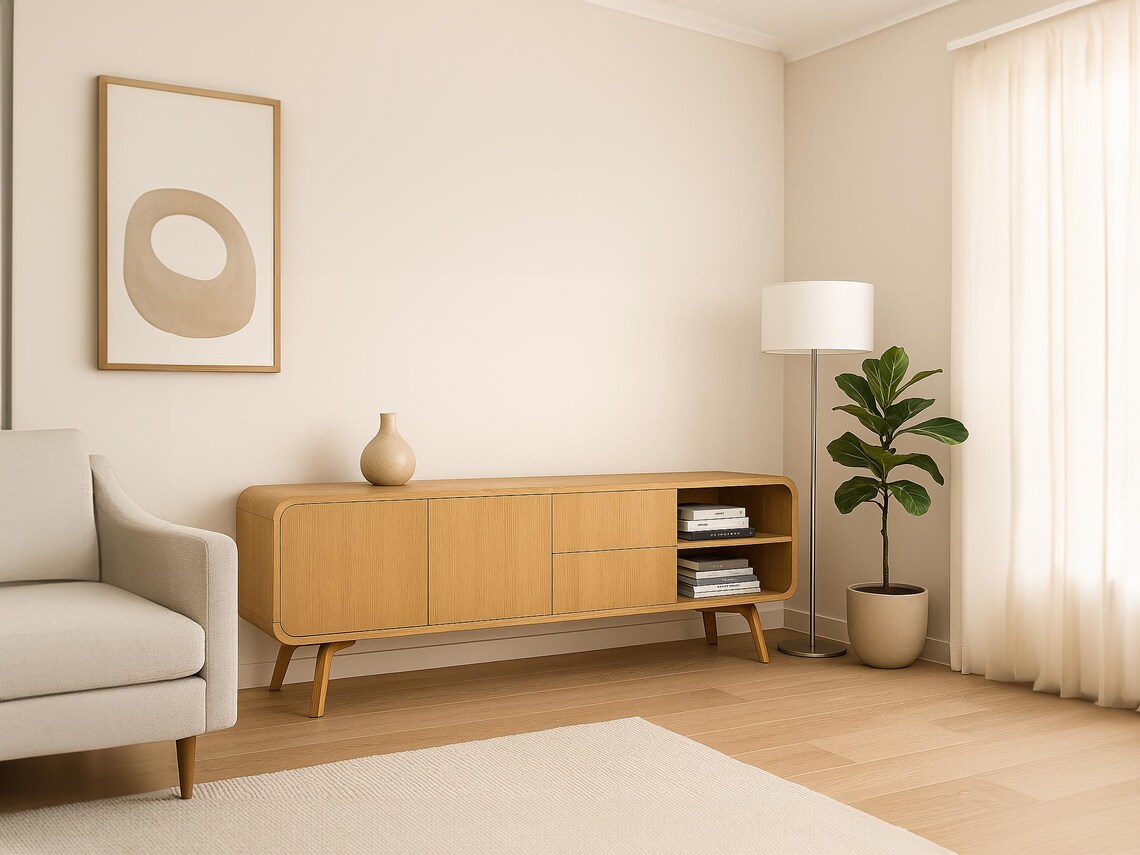 Ahşap TV Ünitesi Media Konsol (2 Kapaklı, 2 Çekmeceli)4