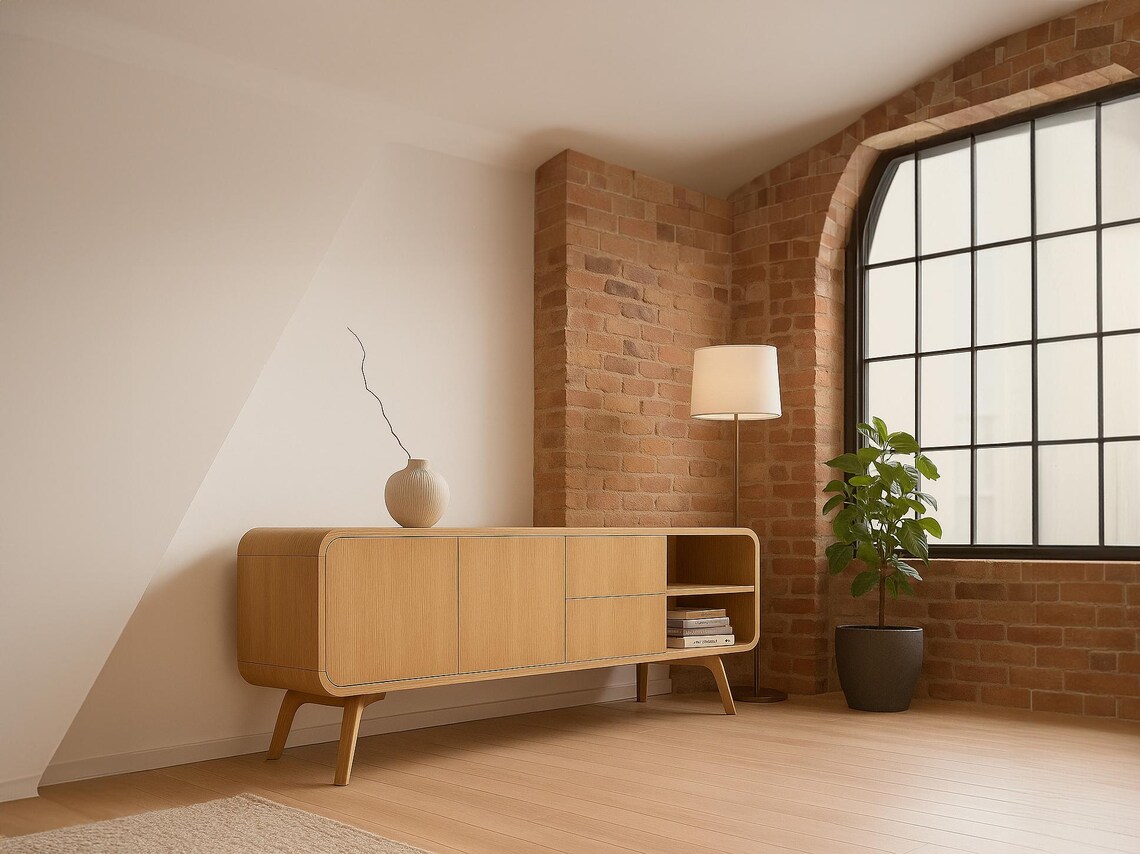 Ahşap TV Ünitesi Media Konsol (2 Kapaklı, 2 Çekmeceli)5