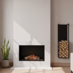 Duvar Tipi Metal Odunluk – İnce Dikey Şömine Odun Rafı