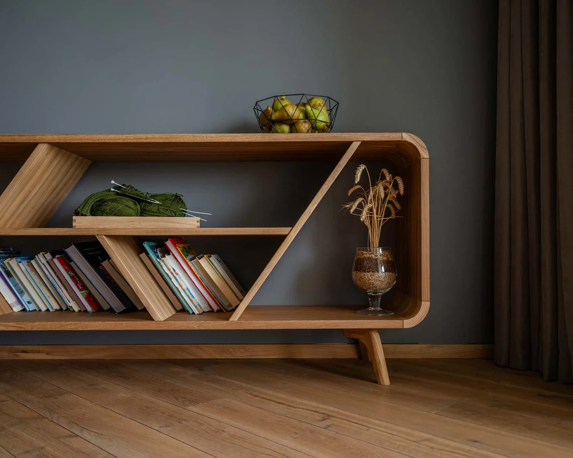 Geometrik Ahşap Raf Ünitesi