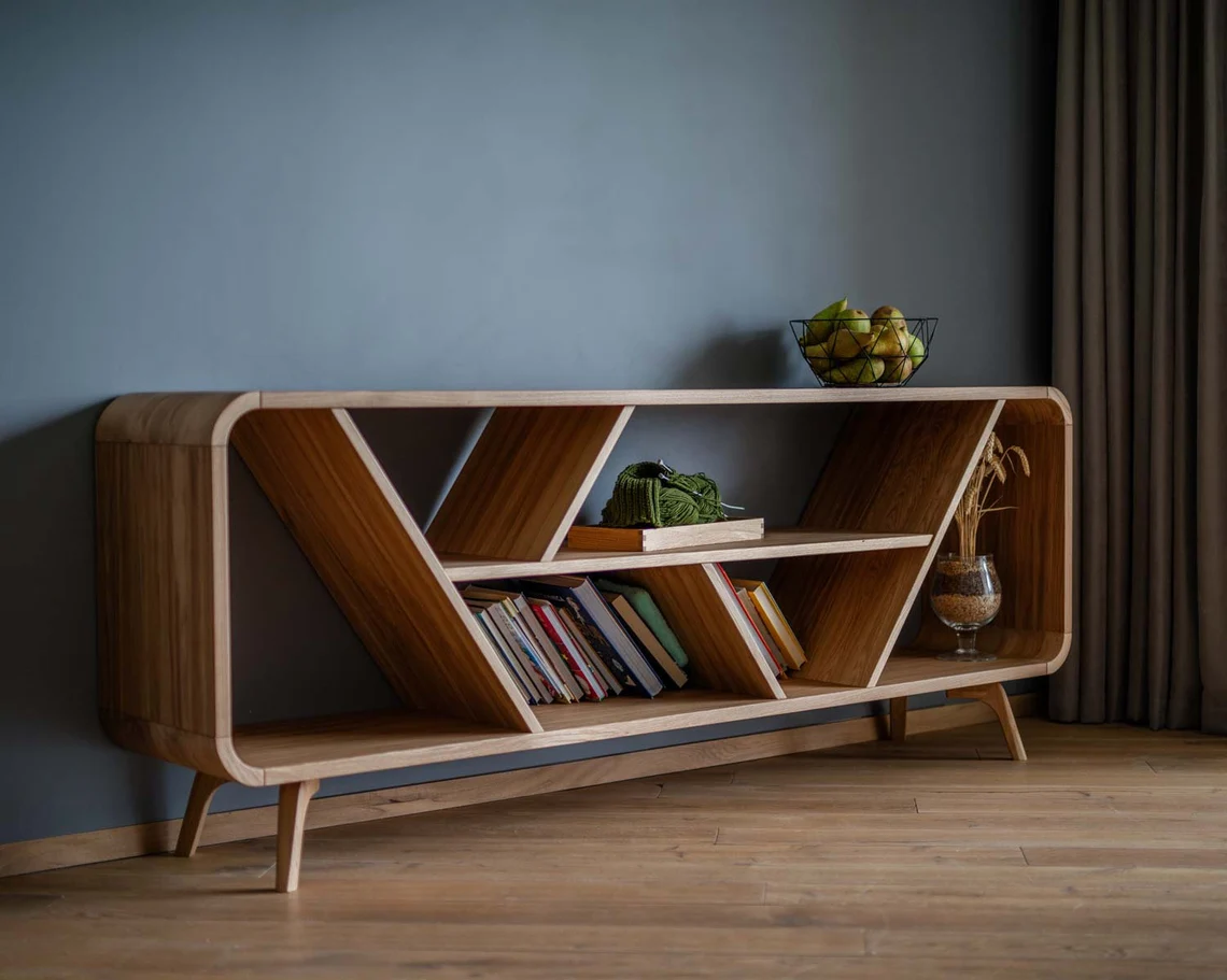 Geometrik Ahşap Raf Ünitesi1