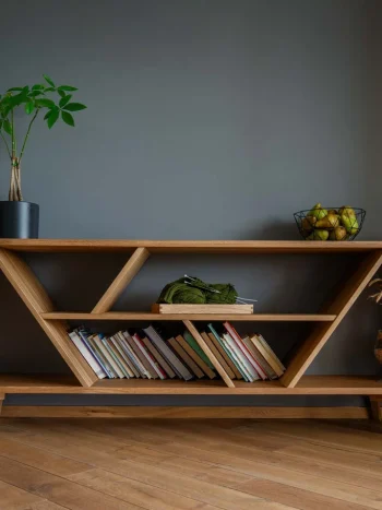 FORMA Masif Ahşap Raf Ünitesi – Geometrik Bölmeli