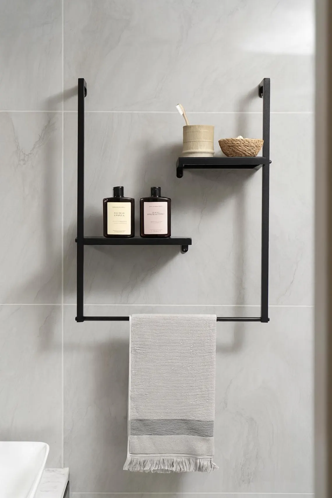 Metal Banyo Havlu Rafı – Çift Katlı Duvar Rafı2