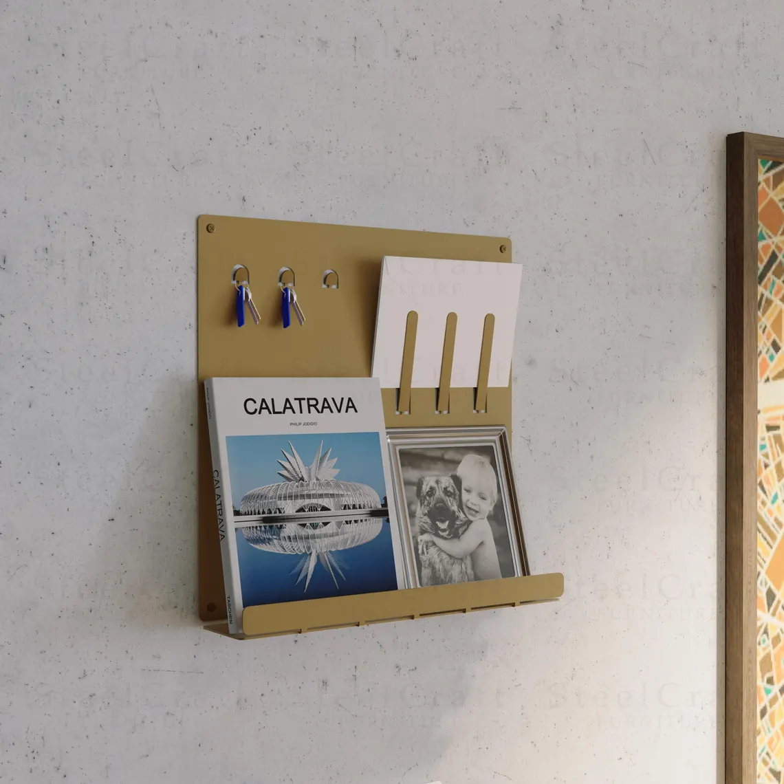 Metal Duvar Düzenleyici – Dergilik ve Anahtarlık Rafı4