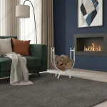 Modern Kavisli Siyah Metal Odunluk