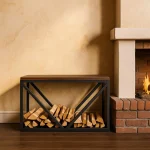 Modern Siyah Metal Odunluk ve Bank