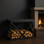 Modern Siyah Metal Odunluk ve Bank