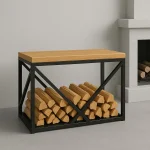 Modern Siyah Metal Odunluk ve Bank
