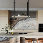 Siyah Metal Askılık ve Ahşap Duvar Rafı – Asma Mutfak & Salon Rafı