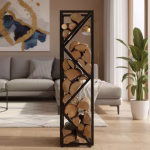 Slim Siyah Metal Odunluk Raf