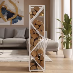 Slim Siyah Metal Odunluk Raf