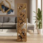 Slim Siyah Metal Odunluk Raf