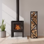 Slim Siyah Metal Odunluk Raf