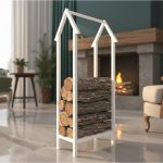 Yüksek Metal Odunluk – Modern Ev Formlu Şömine Odunluğu