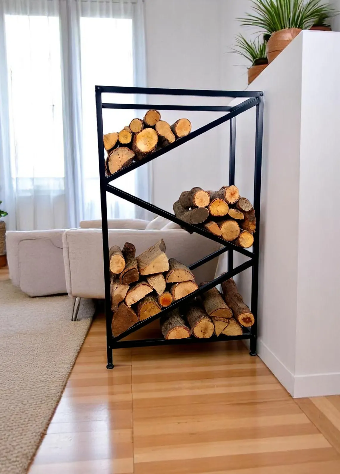 Yüksek Metal Odunluk – Siyah Şömine Odunluğu1