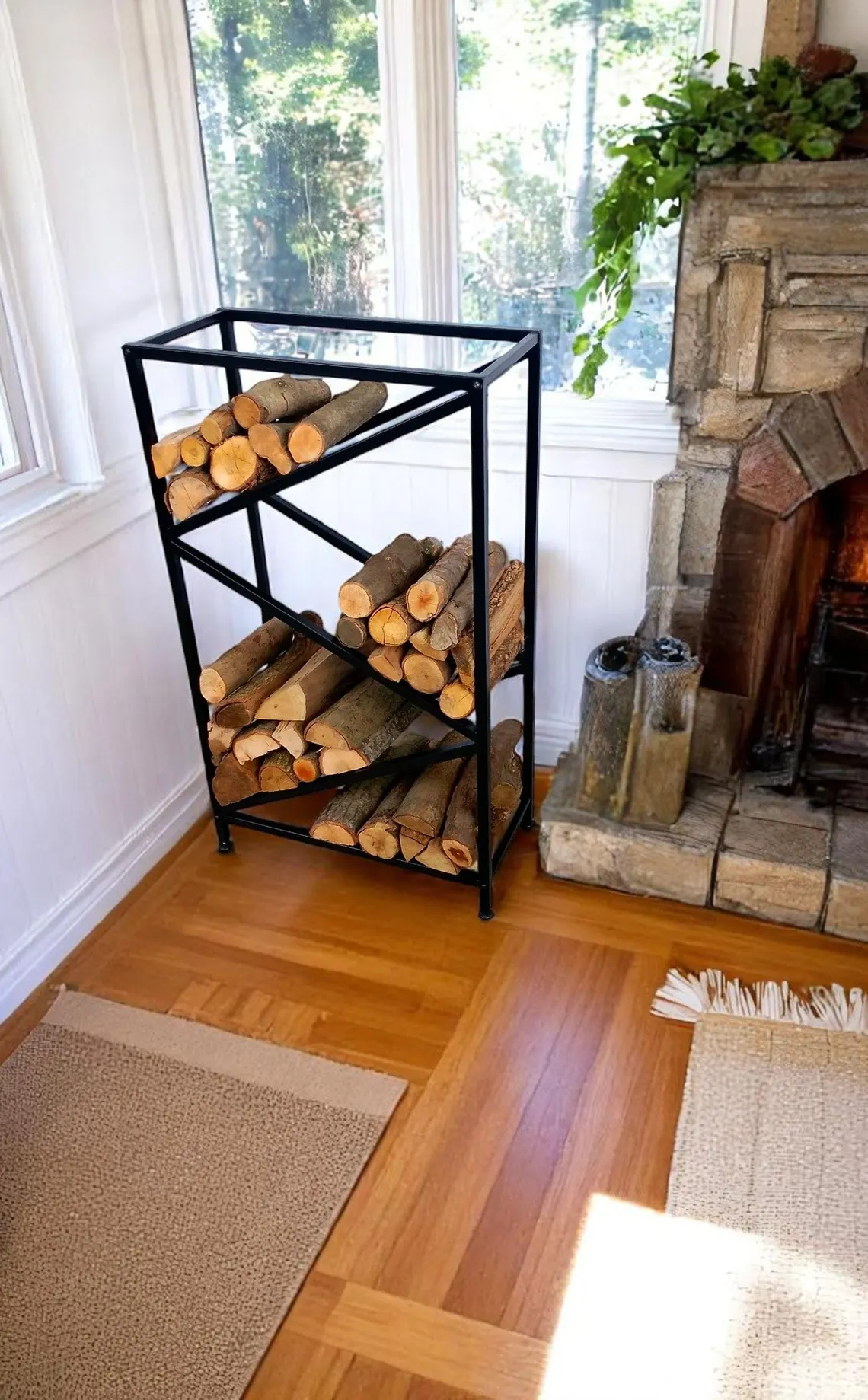 Yüksek Metal Odunluk – Siyah Şömine Odunluğu5