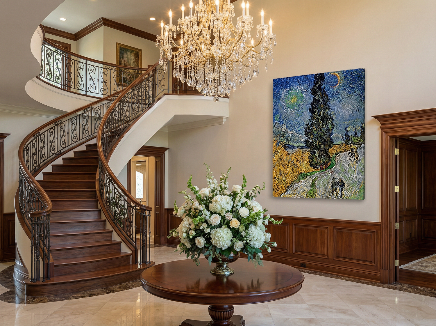 road with cypress and star van gogh